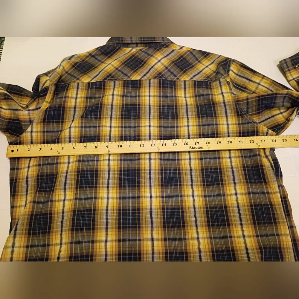 Levi's Men's Plaid‎ Button-Up Shirt - Yellow and Blue Sz L Regular